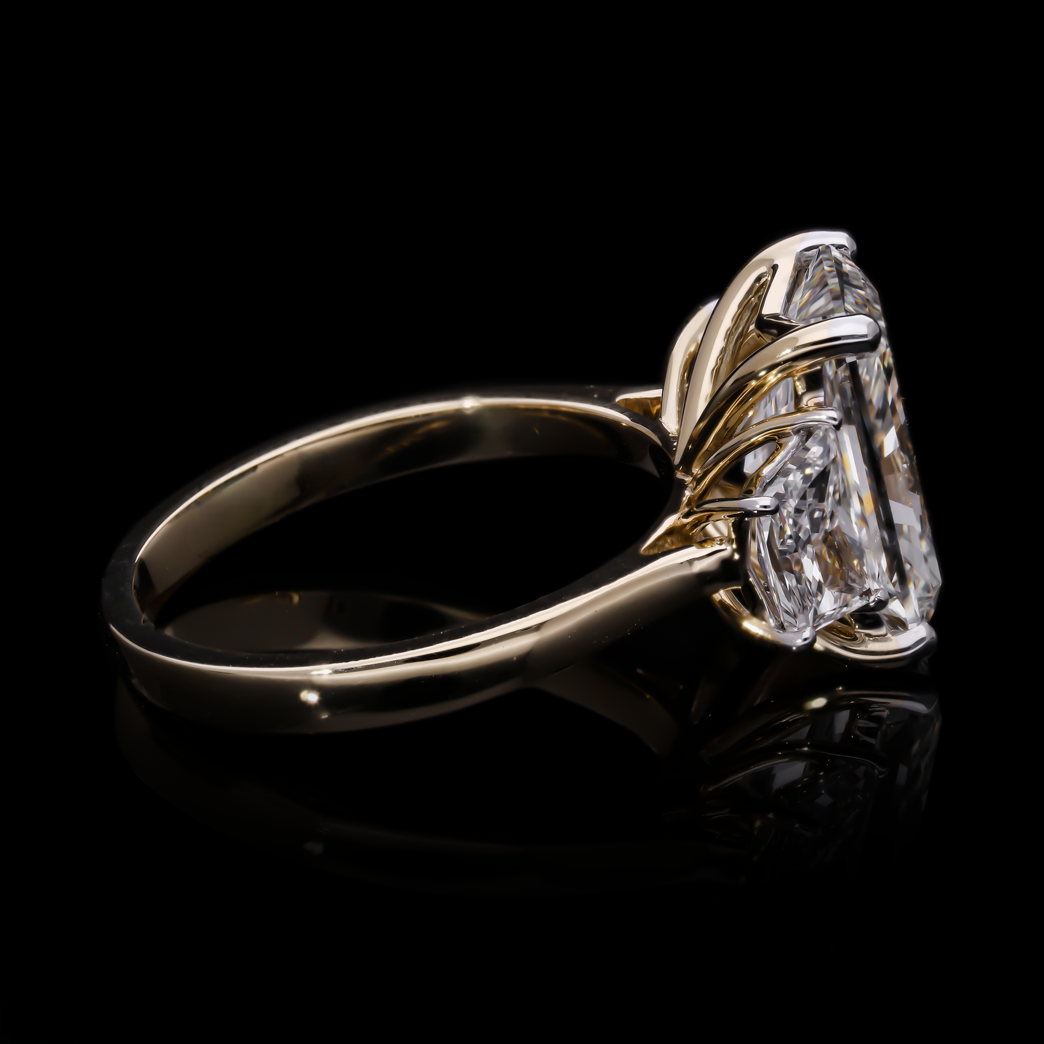 Radiant Cut and Trapezoid Lab-Grown Diamond Three-Stone Engagement Ring