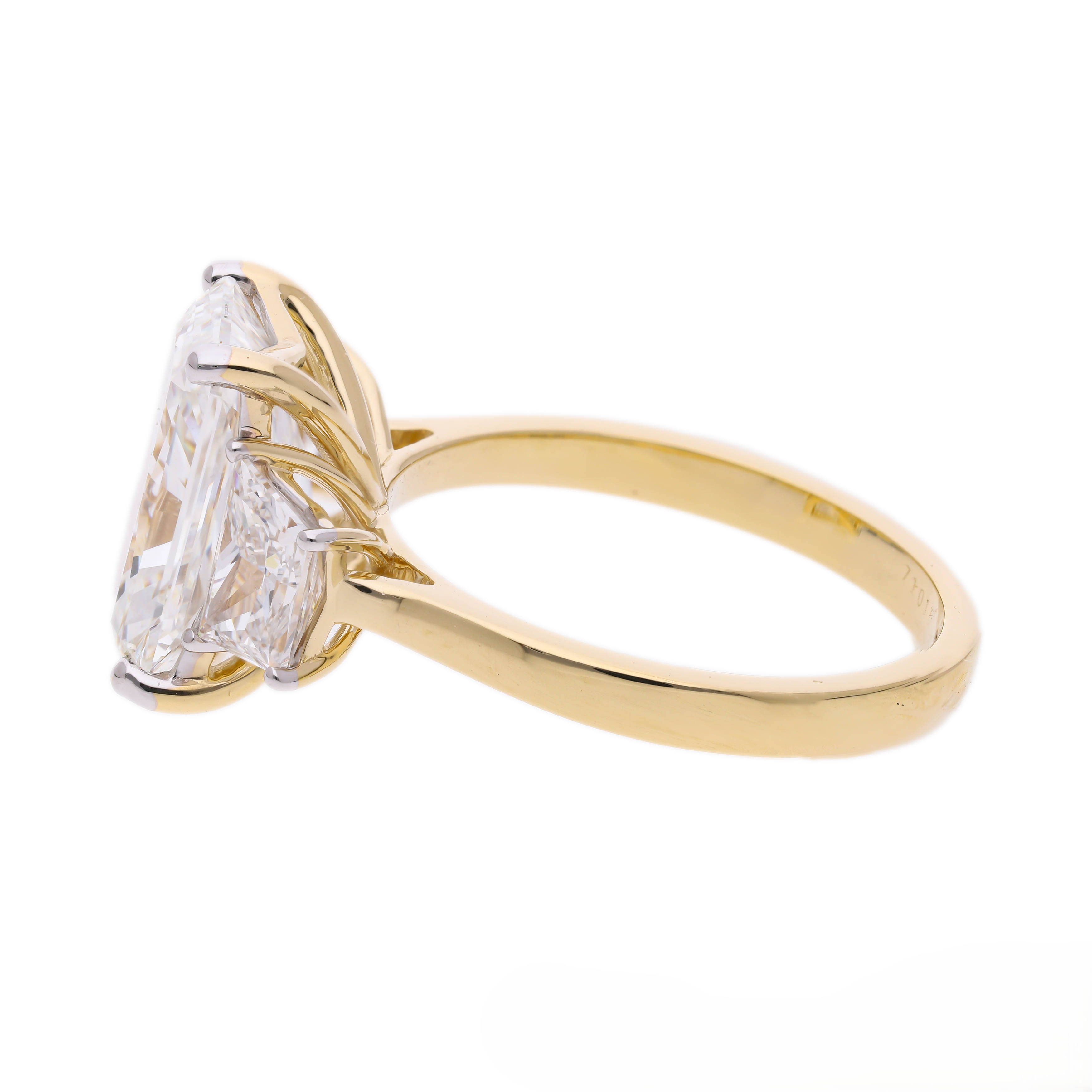 Radiant Cut and Trapezoid Lab-Grown Diamond Three-Stone Engagement Ring