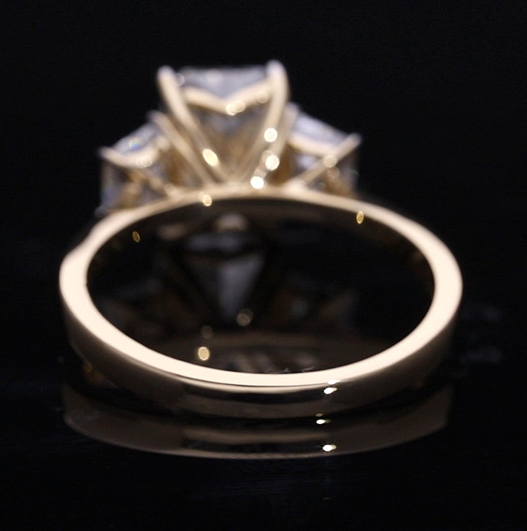 Radiant Cut and Trapezoid Lab-Grown Diamond Three-Stone Engagement Ring