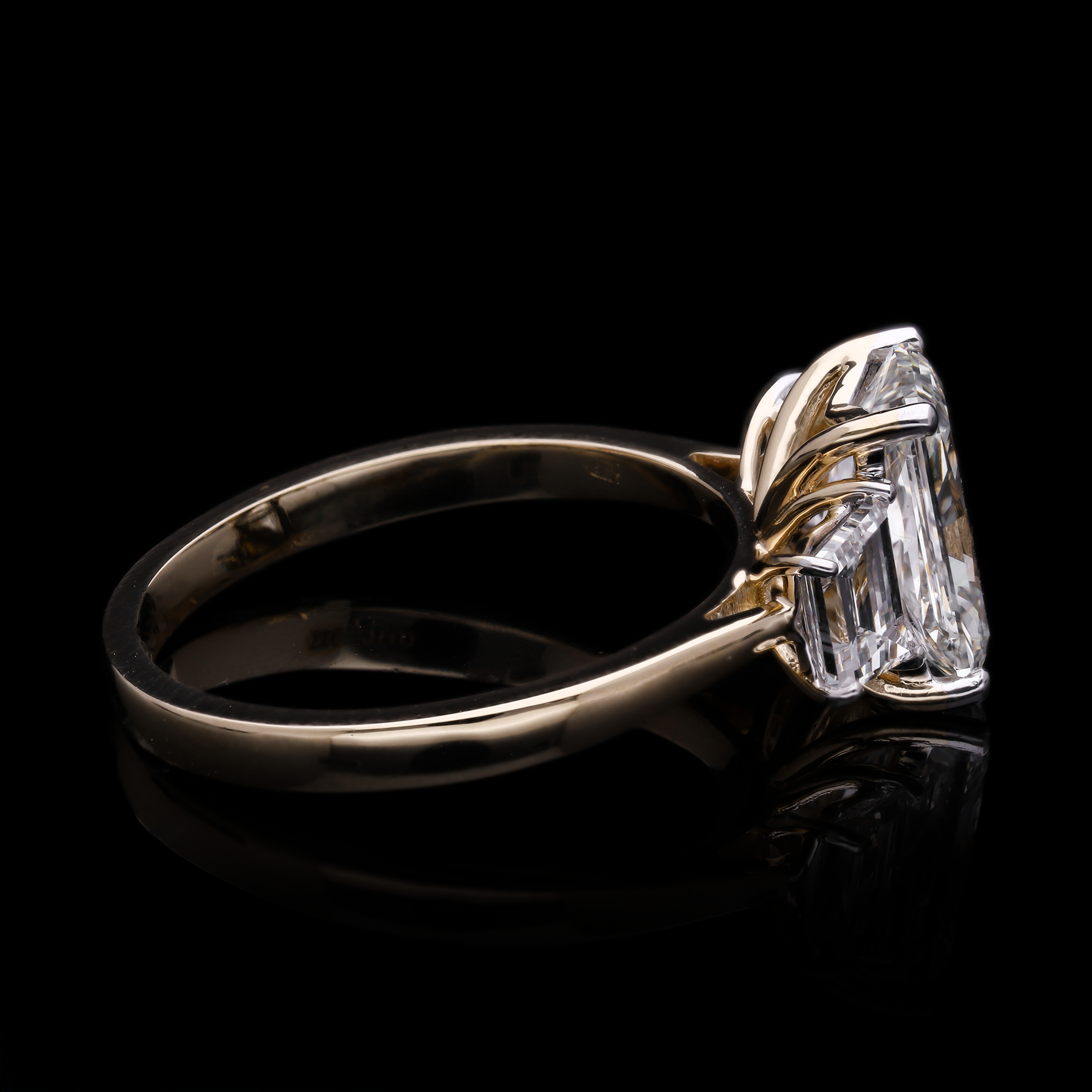 Radiant Cut and Trapezoid Lab-Grown Diamond Three-Stone Engagement Ring