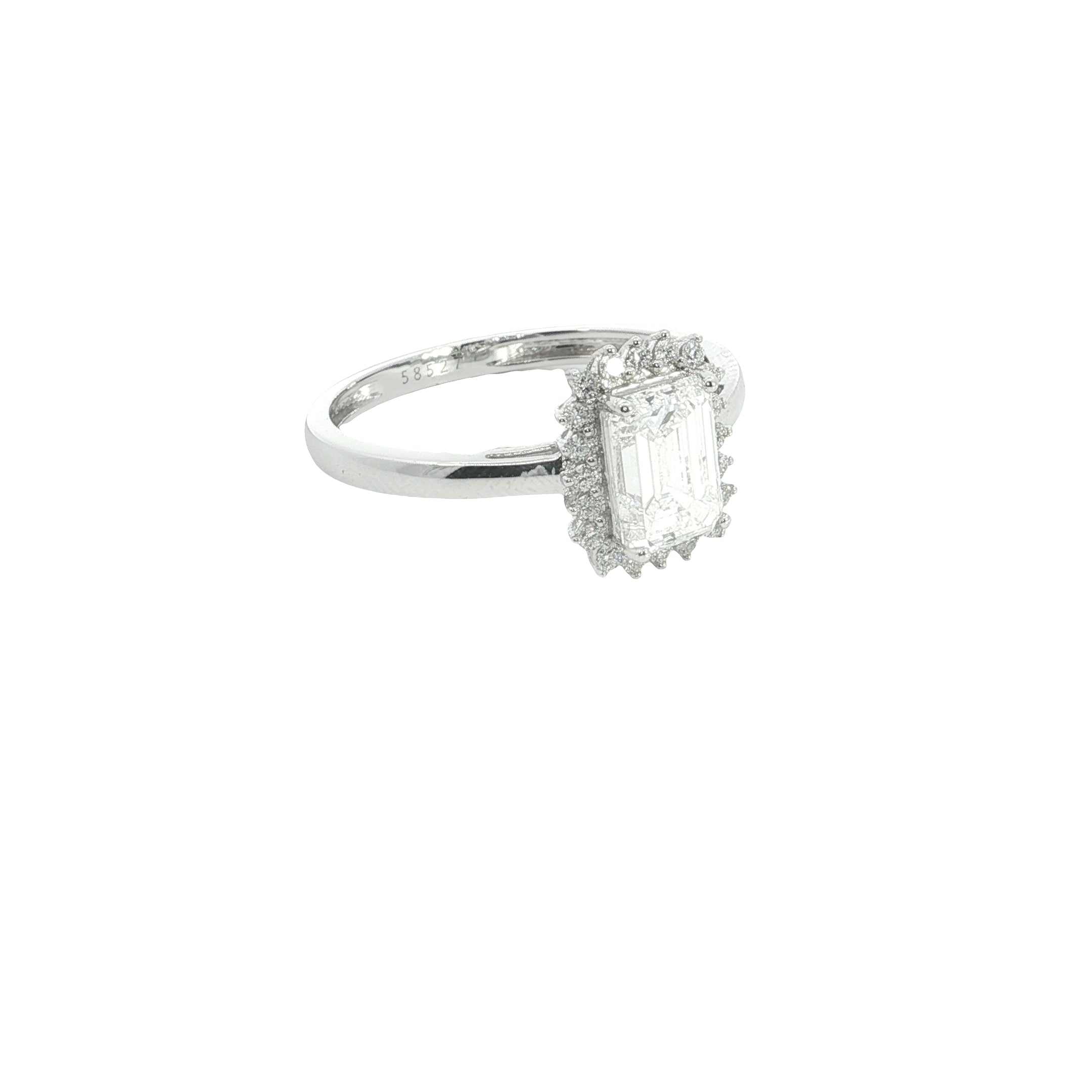 Emerald with Round Brilliant cut  Lab grown Diamond Engagement Ring