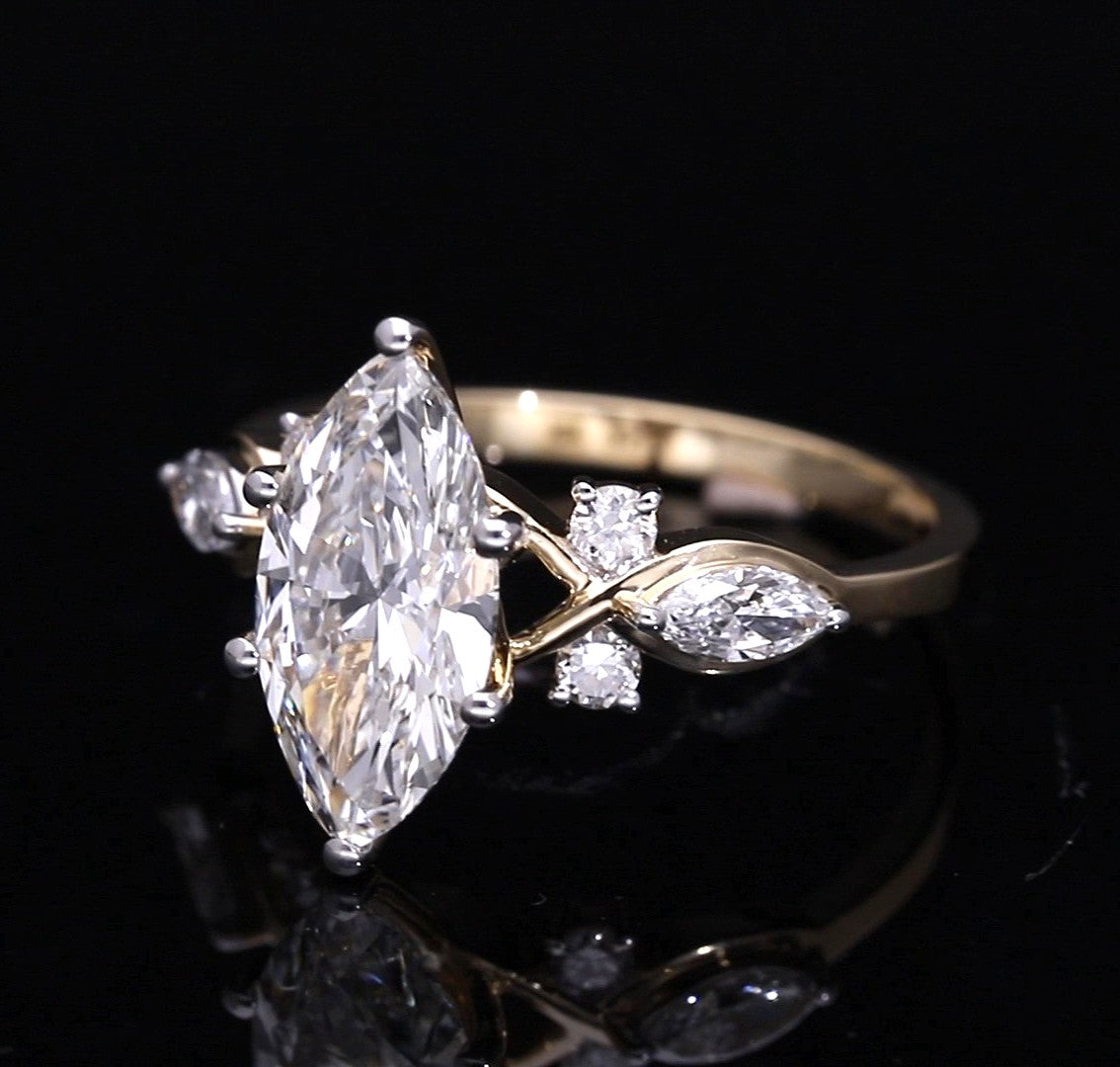 Marquise Cut Lab-Grown Diamond "Botanical Vine" Engagement Ring