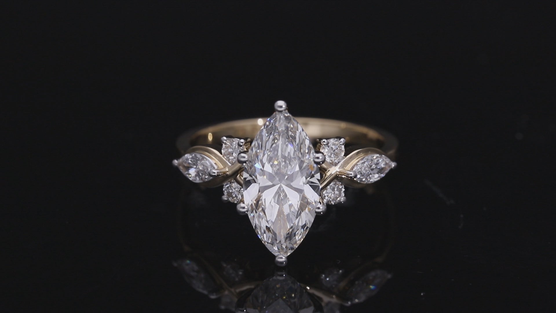 Marquise Cut Lab-Grown Diamond "Botanical Vine" Engagement Ring