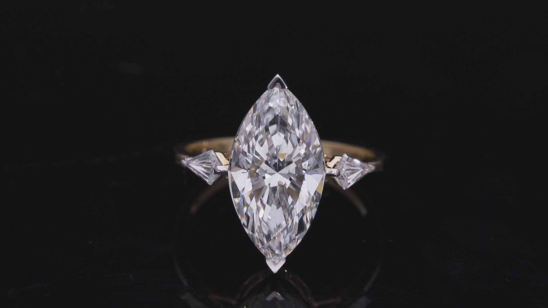 Marquise Cut and Kite Shaped Lab-Grown Diamond Three-Stone Engagement Ring