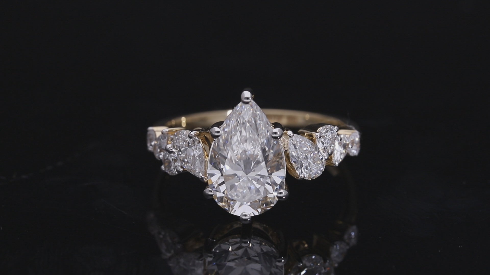 Pear Cut Lab-Grown Diamond Multi-Stone Engagement Ring