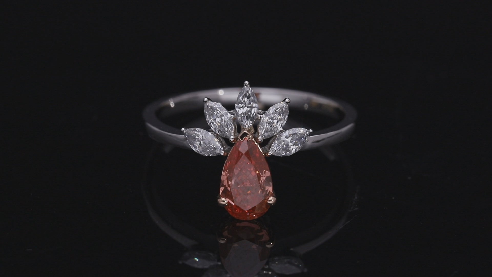 Pink Pear and Marquise Cut Lab-Grown Diamond "Sunbeam" Crown Ring