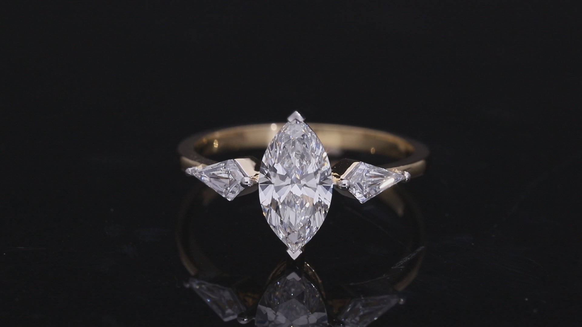 Marquise Cut and Kite Shaped Lab-Grown Diamond Three-Stone Engagement Ring