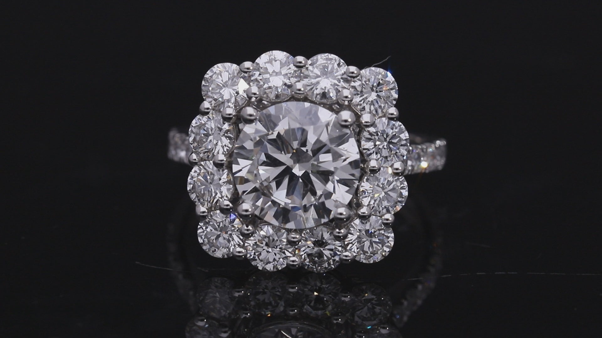 Round Brilliant Cut Lab-Grown Diamond Halo Ring with Pave Setting