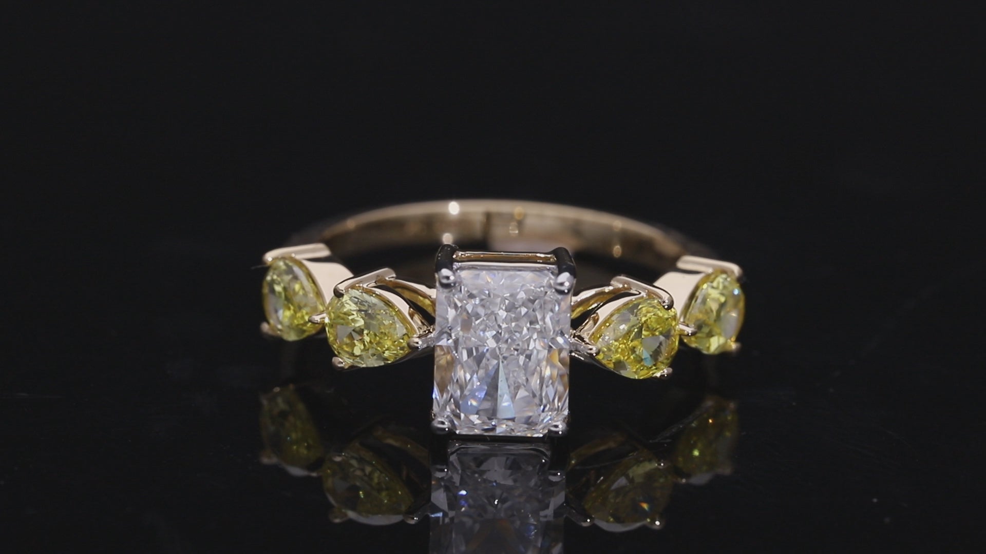 2.55 Carat Radiant Cut and Pink Pear Lab-Grown Diamond Engagement Ring